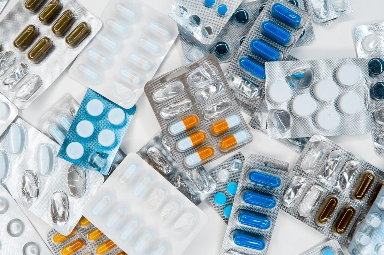 various medications in various positions