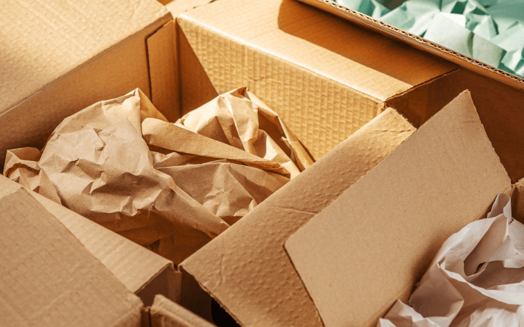 open boxes with paper inside of them