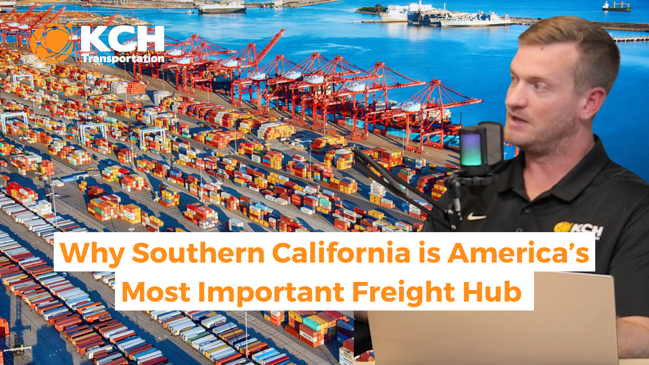 Podcast thumbnail which reads, "Why southern California is American's most important freight hub."